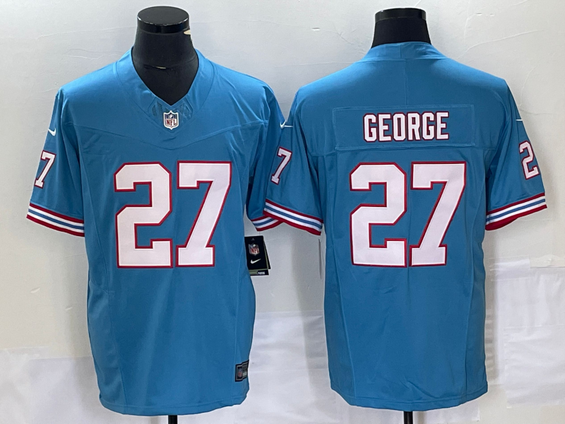 Men's Tennessee Titans Eddie George #27 Light Blue Oilers Throwback Retired Jersey